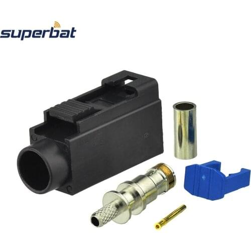 Superbat 10pcs Fakra A Black/9005 Jack Connector Crimp for Cable RG316 RG174 LMR100 Apply to Radio Without Phantom Supply