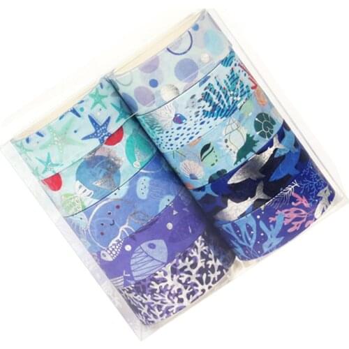 10 Pcs/Set Gold Leaf Washi Tape Scrapbooking Ocean Kawaii Stationery Stickers Cute Adesiva 4m Masking Tapes Scrapbook Papelaria