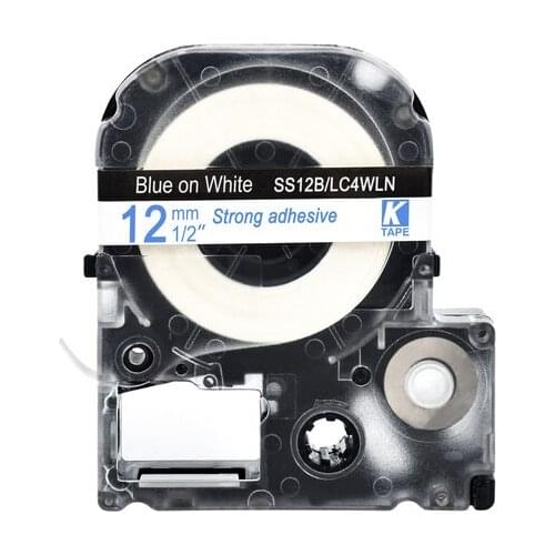 12mm Blue on white SS12B Compatible Epson KingJim Label Printers LC4WLN Laminated Label Tapes Ribbon LC4WLN for LW-300 400