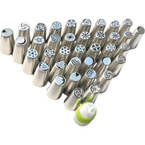 36pcs 1Coupler Stainless Steel Icing Piping Nozzles Tips Nozzle Pastry Tools Fondant Cake Decorating Tools Mold