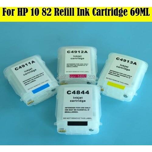 4 Pieces/Lot HP10 82 Refill ink Cartridge With Permanent ARC Chip For HP Designjet 500 800 500PS 800PS 815 820 Printer