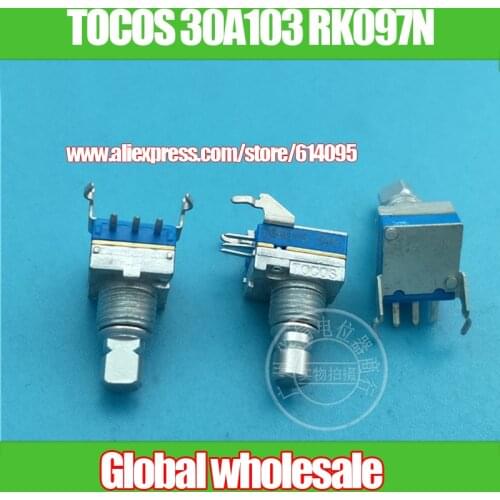 4pcs TOCOS 30A103 RK097N Single Potentiometer A10K / with Bracket / Shank with Thread 11.5MMF