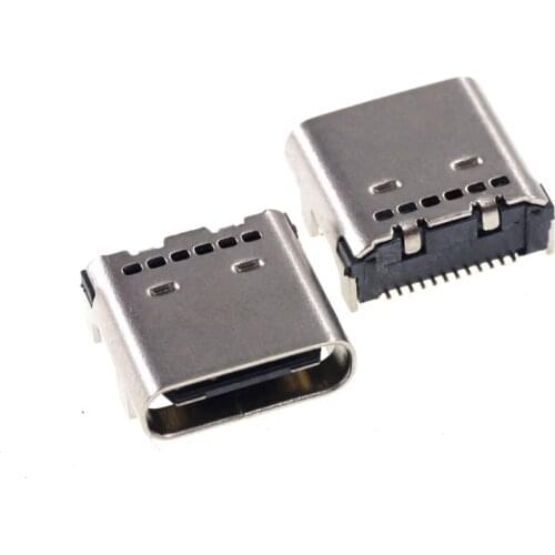 5 pcs USB 3.1 Type C Connector 24 Pin Female Socket receptacle Surface Mount Right Angle PCB Board Guide Shield USB-C