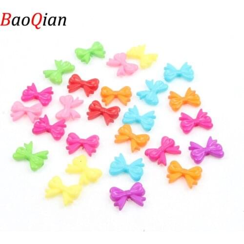 50PCS Random Mixed Color Bow Tie Shaped Acrylic Beads For Jewelry Making Children DIY Handmade Jewelry Beads
