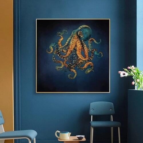 Jellyfish Octopus Squid Abstract Poster and Prints Wall Art Canvas Painting Ocean Animal Picture Living Room Home Decor