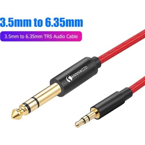 3.5mm to 6.35mm Audio Adapter Aux Cable for Mixer Amplifier Guitar Bi-direction 6.5 Jack to 3.5 Jack Male to Male Audio Cable