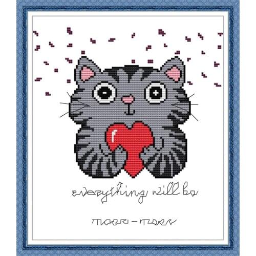 Blessing cat cross stitch kit aida 14ct 11ct count printed canvas stitches embroidery DIY handmade needlework