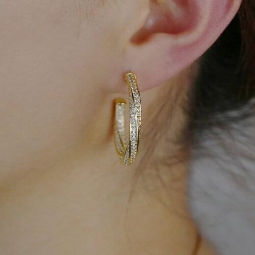 Big Vintage Twisted Dangle Earrings Paved Mini CZ For Women Charm Wild Business Wedding Banquet Daily Statement Earrings Jewelry