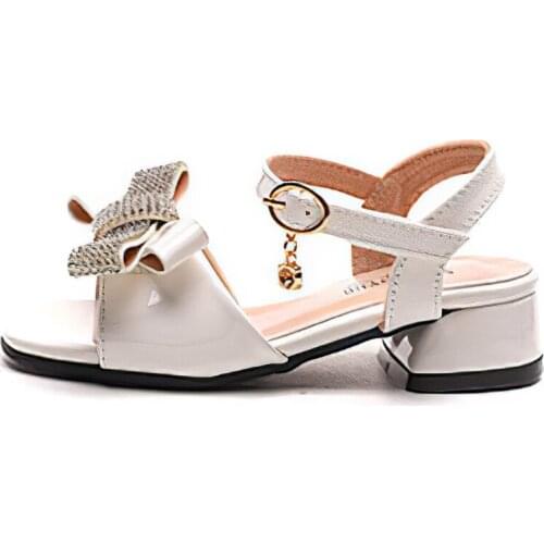 2020 summer kids sandals girls fashion cute bowtie rhinestone Princess Sandals for Girls 4 5 6 7 8 9 10 11 12 years party shoes