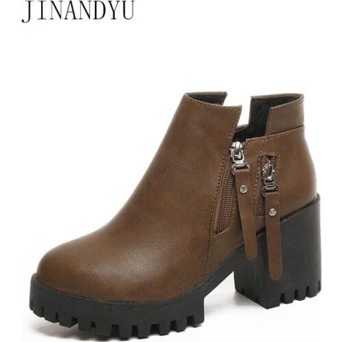 Platform Boots High Heels PU Winter Shoes Plush Winter Boots Short Tube Thick Heel Punk Women Motorcycle Boots Botas Rock Mujer