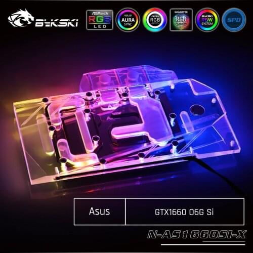 Bykski N-AS1660SI-X, Full Cover Graphics Card Water Cooling Block, For Asus GTX1660 O6G Si