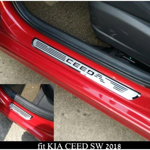 CEED SW 2018-2019 Car Door Sill Trim Covers Stainless Steel Door Sills Scuff Plate for KIA CEED SW Car Styling Accessories