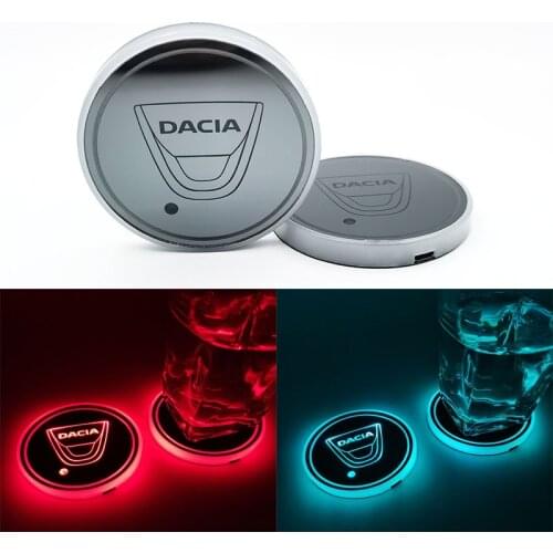 Dacia Car Led Shiny Water Cup Mat Luminous Coaster Atmosphere Light For Dacia Duster Logan 2 Mcv Sandero Stepway