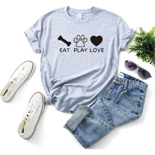 Harajuku eat play love Print Cotton T Shirt Womens Graphic Tee Logo T shirt Animal Lover Tee tops