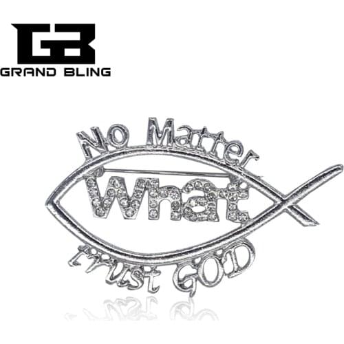 Christian Lapel Pin Jesus Fish Pin with the Words "No Matter What ,trust GOD"