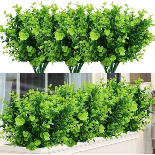 Artificial Flowers Plants Long Stem Plastic Persian Eucalyptus Leaf Fish Herb Home Office Table Centerpieces Garden Decoration
