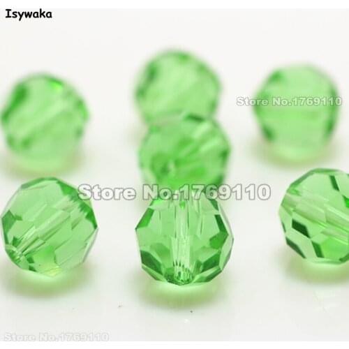 Isywaka 10mm 70Pcs Light Green Color Football Faceted Austrian crystal Bead Round Loose beads Bracelet accessories Diy Making
