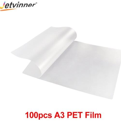 Jetvinner 100PC A3 PET Transfer Film For Direct Transfer Film Printing For DTF Ink Printing PET Film Printing And Transfer