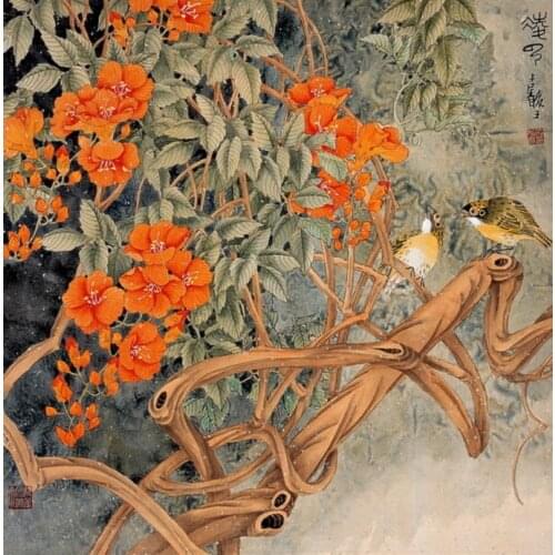 Chinese Watercolor Painting Flower and Bird Wall Art Picture HD Print on Canvas Home Decor Living room