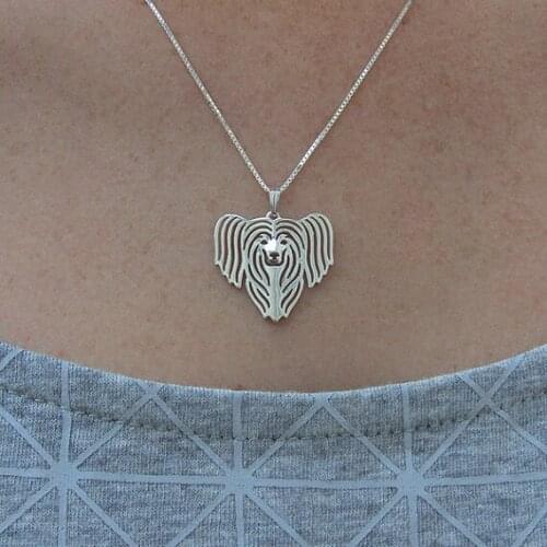 Chinese Crested- Gold and silver pendant and necklace jewelry Simple abstract animal