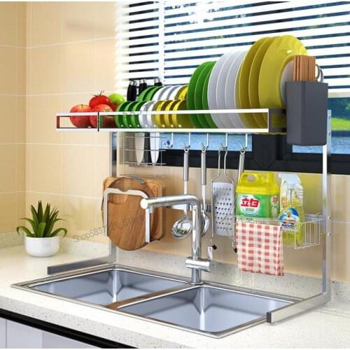 Kitchen Shelf, Top Of Sink, Utensils Rack, Dishwasher, Drain Rack, Stainless Steel Household Storage Rack