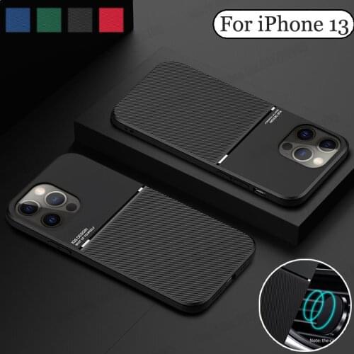 Magnetic Leather Silicone Shockproof Case For iPhone 13 Mini 13 12 11 Pro Max XR XS Max 8 7 Plus SE 2020 Ultra Slim Phone Cover