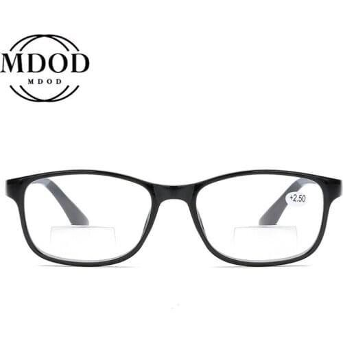 Fashion Unisex Dual-light Presbyopic Glasses with Personality Black Frame Vintage and Light Reading Glasses +1.0 To +4.0 Eyewear