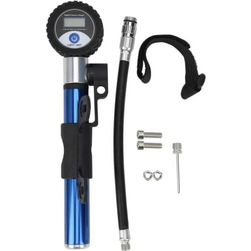 LCD Digital Display Bicycle Air Pump Portable Aluminium Alloy Manual Bike Tire Inflator Digital Tire Pressure Gauge Cycling Pump