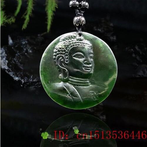 Jade Buddha Pendant Necklace Natural Charm Gifts Black Green Jewellery Amulet Carved Fashion Chinese