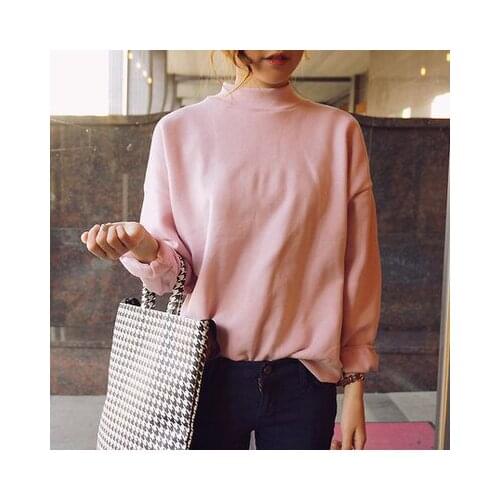 MRMT 2021 Brand Spring New Womens Sweatshirts T Shirt Solid Color Half-High Pullover for Female Loose Tops Sweatshirt Tshirt