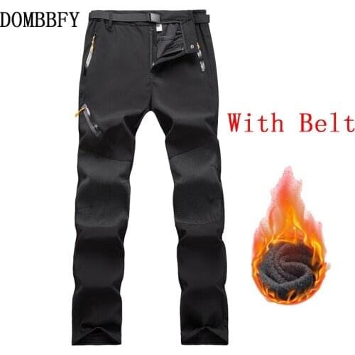 Autumn Winter Men Outdoor Casual Pants Fleece Warm Waterproof Windproof Breathable Trousers Male Sports Hiking Cargo Pants