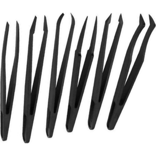 Carbon Fiber Plastic Bent Tweezers Elastic Antistatic Tweezers Picking Birds Nest Hair DIY Hand Tools Phone Computer Repairing