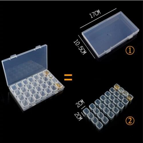 28 Slots Storage Box Plastic Transparent Display Case Organizer Holder For Rhinestone Beads Ring Embroidery Earrings container