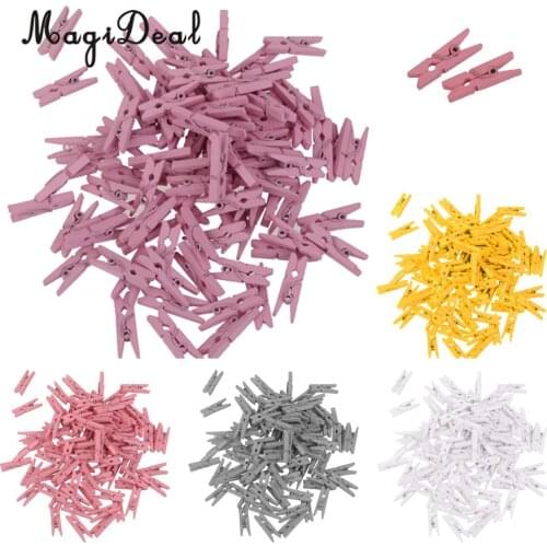 MagiDeal 100pcs Mini Wooden Clothes Photo Paper Peg Clothespin Craft Clips White