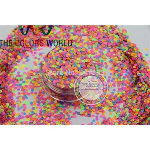 RN2-54 Mix 2MM Neon Color Solvent Resistant Glitter Dot Circle shape Glitter for Nail Polish Acrylic,supplies1pack=50g