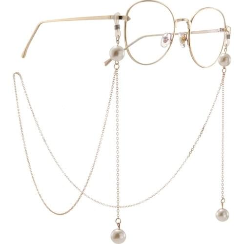 Women Vintage Simulated Pearl Glasses Chain Eyewear Stars Sunglasses Reading Cord Holder Neck Strap Rope 63cm