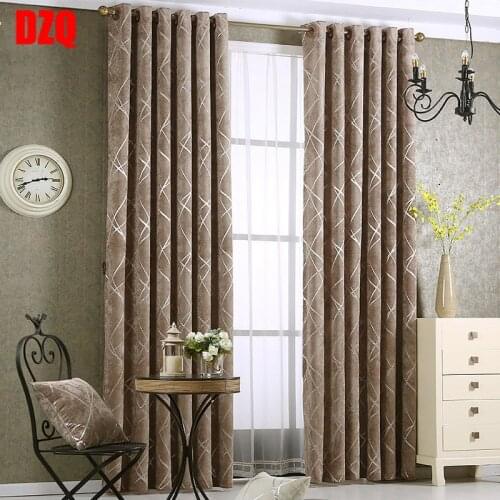 Modern Chenille Grey Curtains for Living Room Luxury Fabric Geometric Drapes for Bedroom Silver Lines Tents Window Treatment