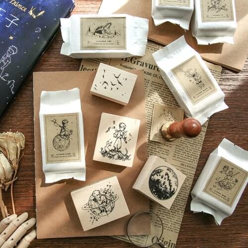 Vintage moon planet little Prince flower stamp DIY wooden rubber stamps for scrapbooking stationery scrapbooking standard stamp