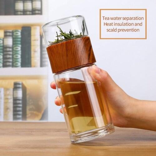 300ml Glass Water Bottle Infuser Tumbler Double Wall Glass Bottle Tea Water Separation Bottle Mug Creative Drinking Cup