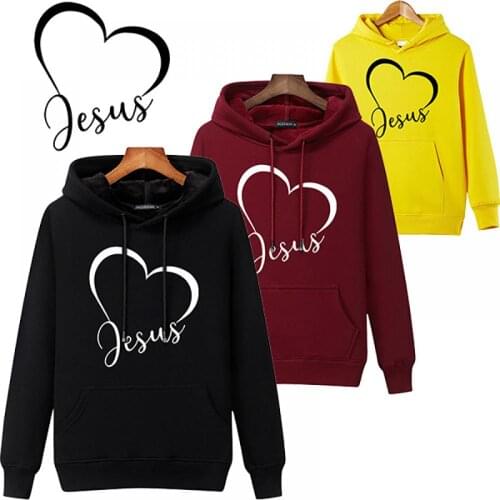 New Autumn Love Heart Jesus Printed Men Women Hoodies Pullover Sport Pocket Long Sleeve Harajuku Hooded Sweatshirts Tops