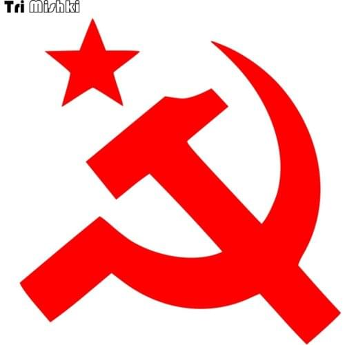 Tri Mishki 15.3x15cm sickle and hammer red star commemorate car sticker auto sticker car decals HZX522