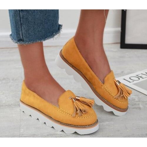 Women Flat Shoes Vulcanized Shoes Solid Color Thick Bottom Womens Loafers Fashion Tassel Casual Style Womens Shoes