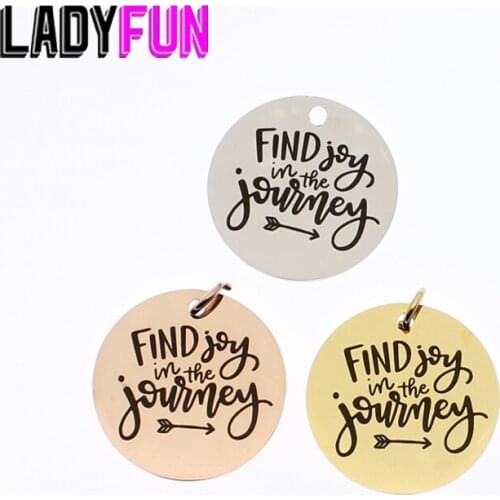 Inspirational Motivational Gift Journey Present Find Joy in the Journey Stainless Steel Charm 20pcs Wholesale