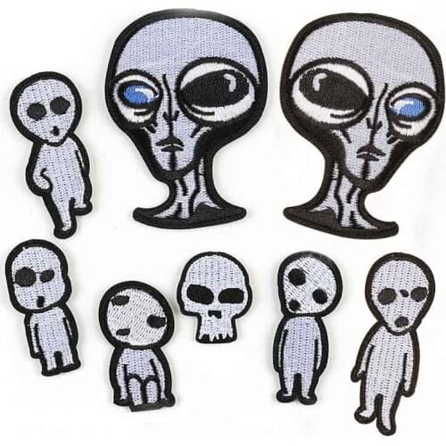 Alien Head Iron On Embroidered Clothes Patches For Clothing Stickers Wholesale