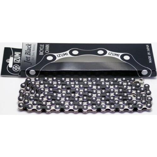 JAPAN IZUMI JET BLACK Bicycle Chain TRACK SINGLE SPEED FIX GEAR Bike Chain Full Hollow Mountain/Road Chains Fixed Sprocket