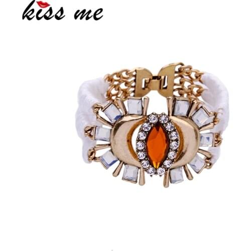KISS ME Color Antique Gold Bracelet for Women New Design Statement Jewelry Geometric Vintage Bracelet
