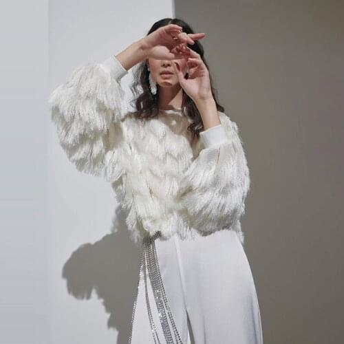 European Spring New High-end White Tassel Design Sense Temperament Loose and Thin Pullover Sweatshirts Women Fashion Streetwear