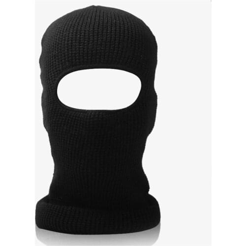Men Women Winter Knitted One Hole Ski Mask Black Balaclava Beanies Hat Outdoor Cycling Windproof Helmet Lining Earflap Full