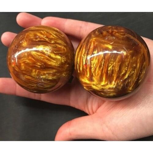 1 Pair Genuine Golden Black Coral Sea Willow Cure The Handball Ball 50MM