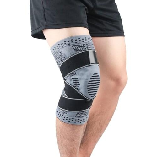 1pcs Patella Knee Protector Brace Pressurized Silicone Spring Knee Pad Basketball Compression Elastic Knee Sleeve Support